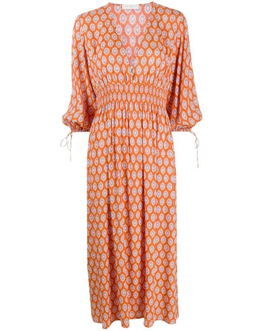 Sandro Orange 'Roche' Kleid mit V-Ausschnitt