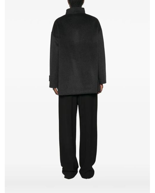 The Dynamis Studio Black High-Neck Patch-Pocket Coat