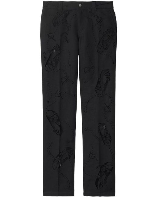 Pantalones con bordado inglés Burberry de color Black