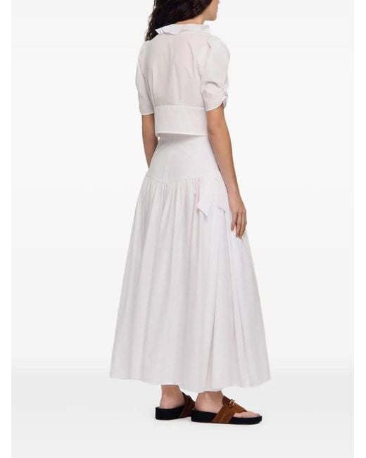 Sandro White Ruffled Crop Top