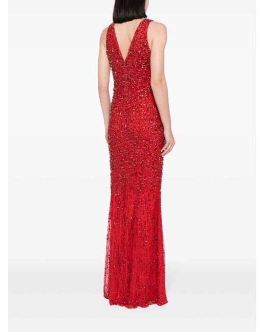 Jenny Packham Red Libra Crystal Satin Gown
