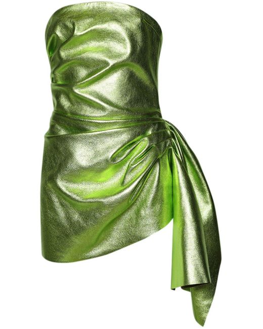 Robe froncée en cuir LAQUAN SMITH en coloris Green