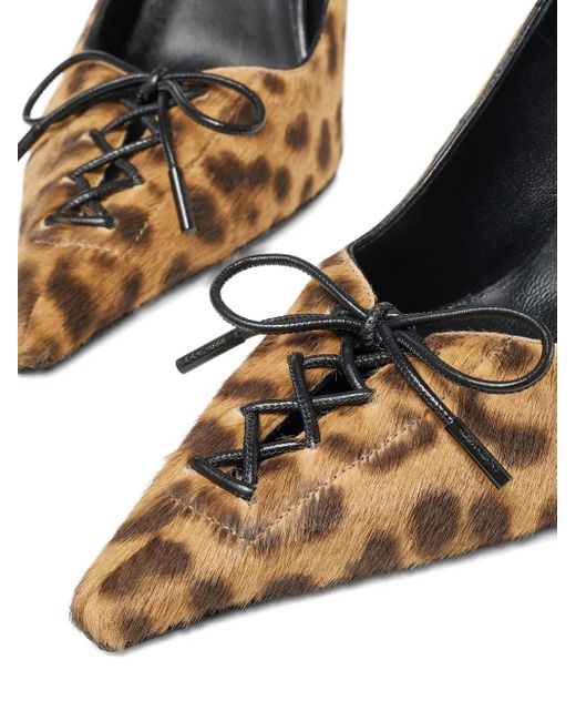 Jimmy Choo Metallic 95Mm Scarlett Leopard-Print Lace-Up Pumps