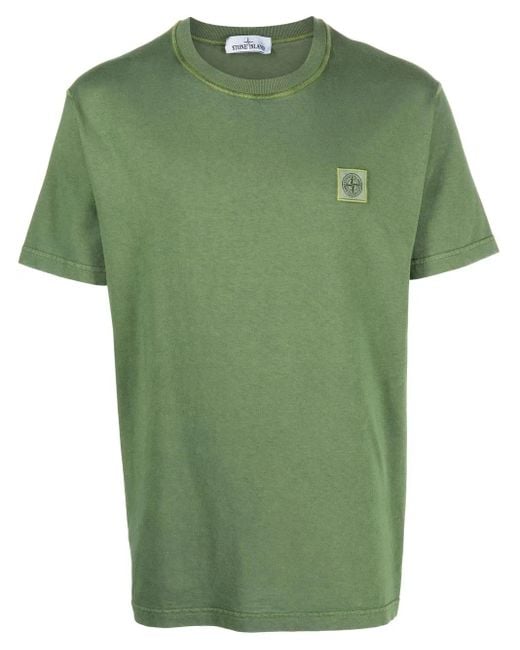 Stone Island Green Compass Patch Cotton T-Shirt for men