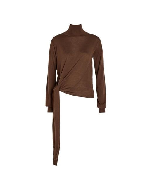 Rohe Brown Tie-Detail Roll-Neck Knitwear