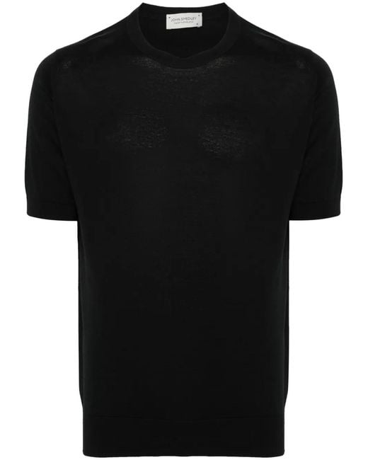John Smedley Black Short-Sleeve T-Shirt for men