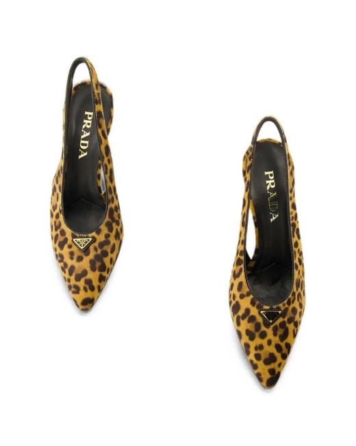 Prada Metallic Leopard-Print Pointed-Toe Pumps