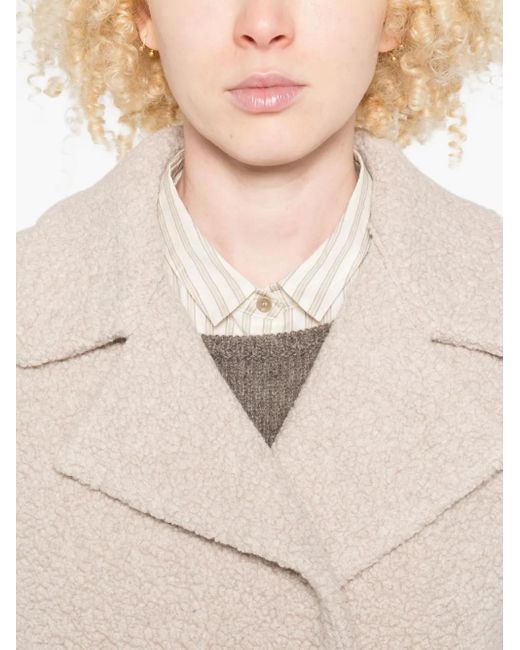 Harris Wharf London Natural Bouclé Double-Breasted Coat