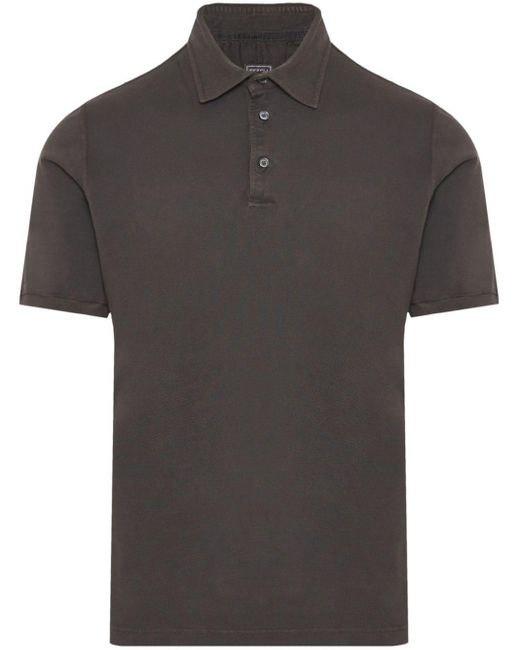 Fedeli Black North Piqué Cotton Polo Shirt for men
