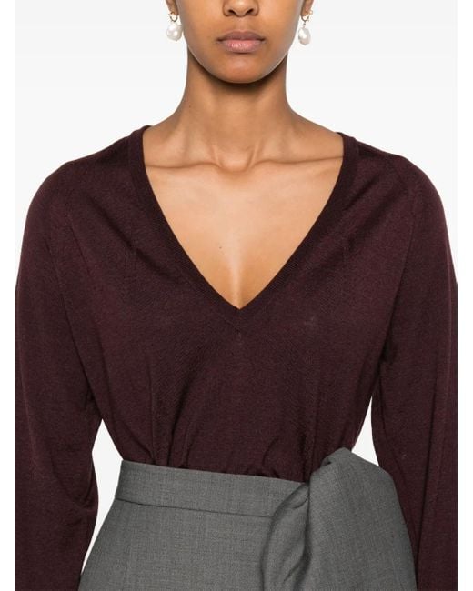 Lanvin Purple Pointelle-Trim Sweater