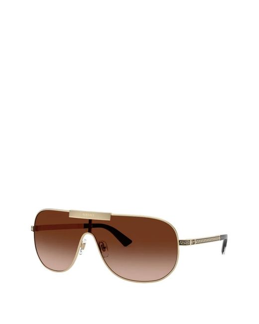 Versace Brown Greca-Temple Pilot-Frame Sunglasses for men