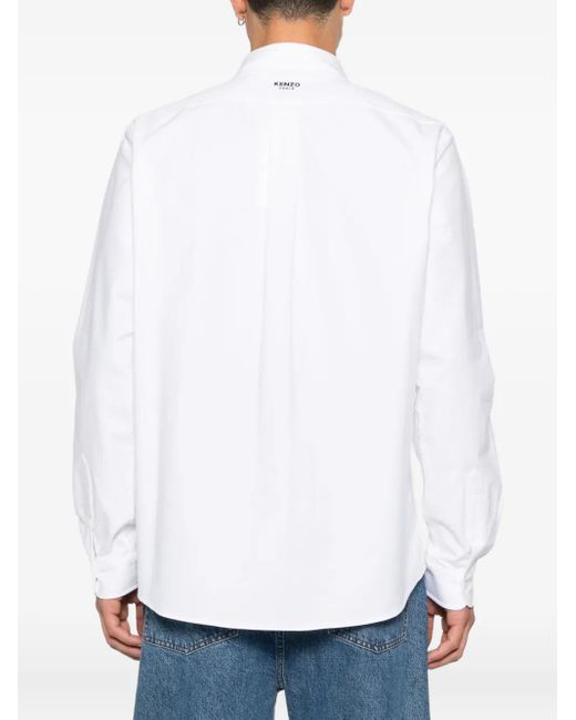 KENZO White Logo-Patch Shirt for men