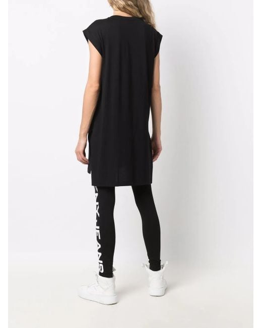 DKNY Black Longline Logo-Print Vest Top