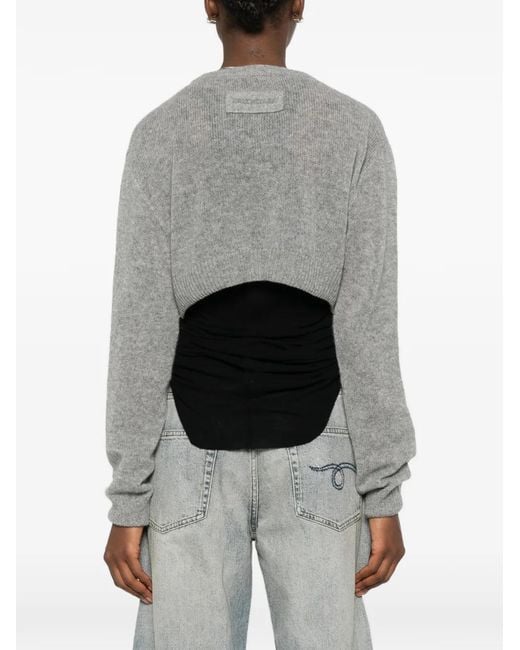 Balenciaga Gray Cropped Sweater