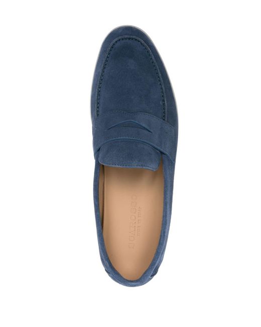 Scarosso Blue Luciano Suede Penny Loafers for men