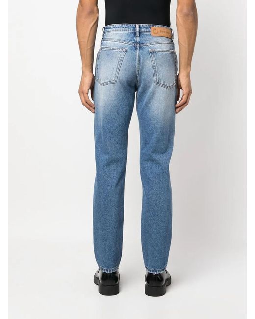 Palm Angels Blue X Moncler Distressed Straight-Leg Jeans for men