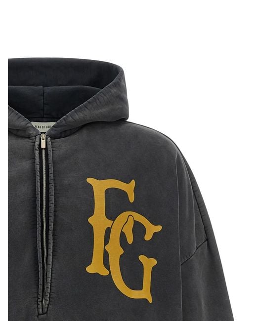Fear Of God Gray Baseball Club Half-Zip Hoodie for men