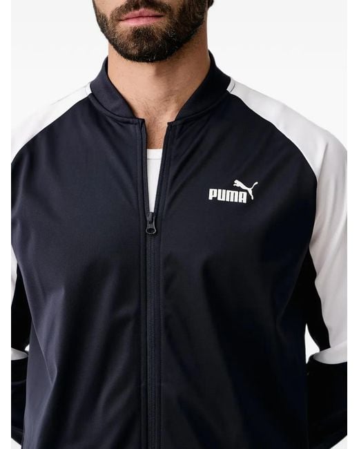 PUMA Blue Logo-Print Panelled Tracksuit for men