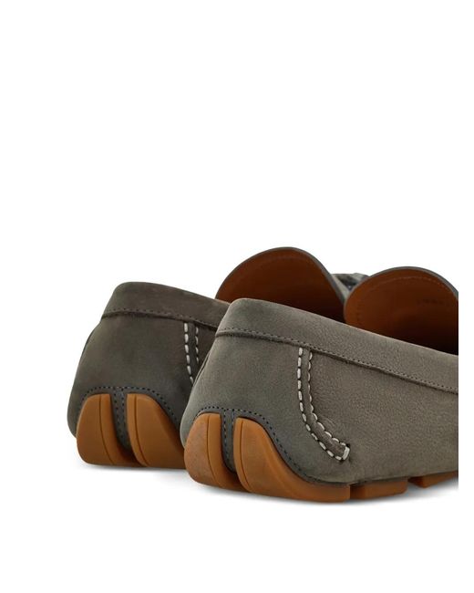 Ferragamo Gray Gancini Ornament Driver Loafers for men