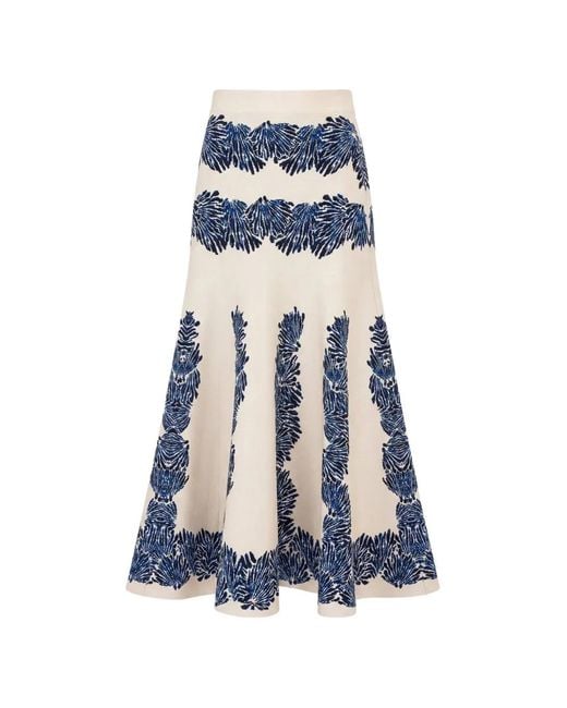Ulla Johnson Blue Alessia Jacquard-Knit Midi Skirt