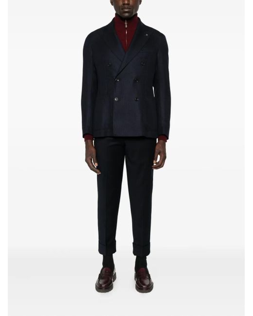 Tagliatore Blue Double-Breasted Jacket for men