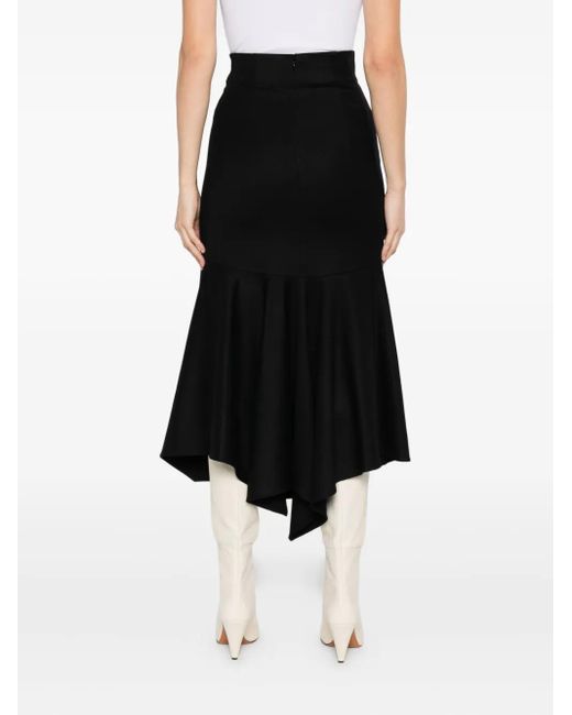 Alberta Ferretti Black Asymmetric Ruffled Skirt