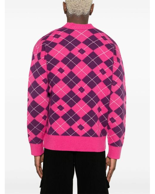 Acne Pink Pullover mit Argyle-Intarsie