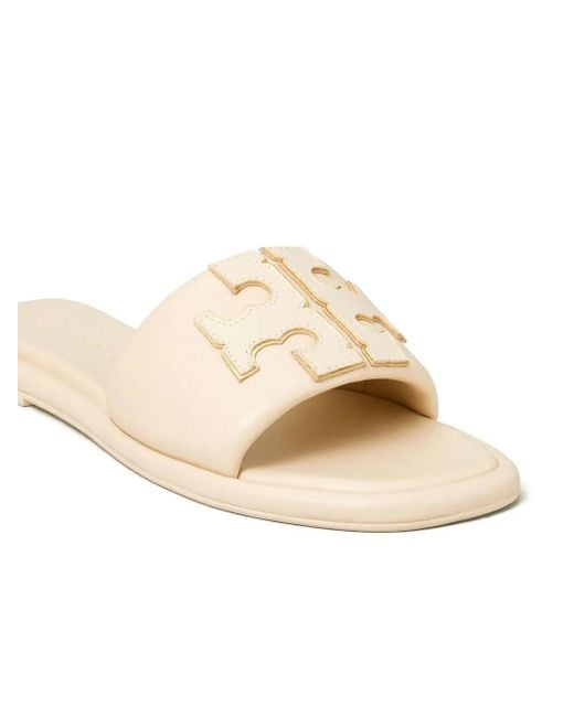 Tory Burch Natural Pantoletten Aus Leder