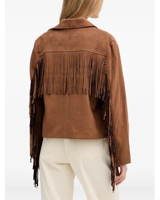 DKNY Brown Fringe-Detailing Jacket