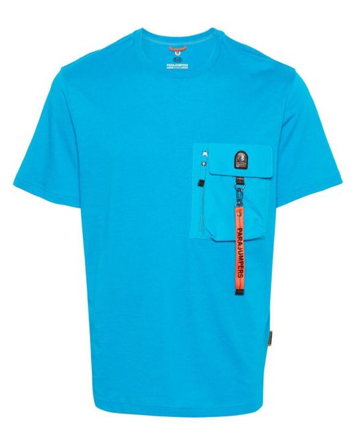 Camiseta con parche del logo Parajumpers de hombre de color Blue
