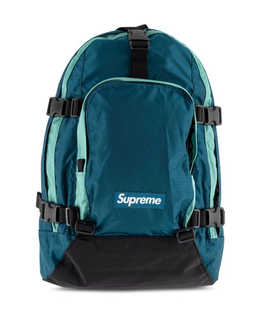 Supreme Blue Logo-patch Panelled Backpack