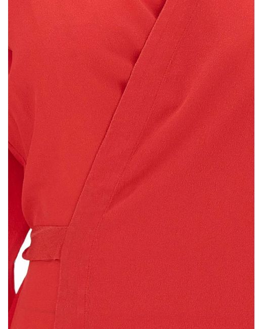 Kangra Red Silk Wrap-Design Blouse