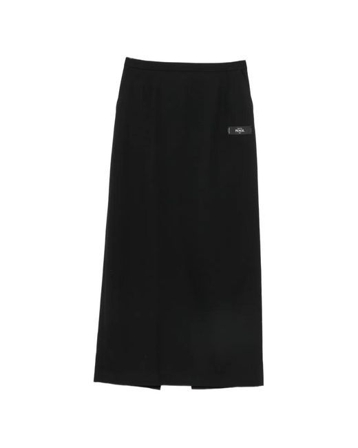 Maison Mihara Yasuhiro Black Logo-Patch Maxi Skirt