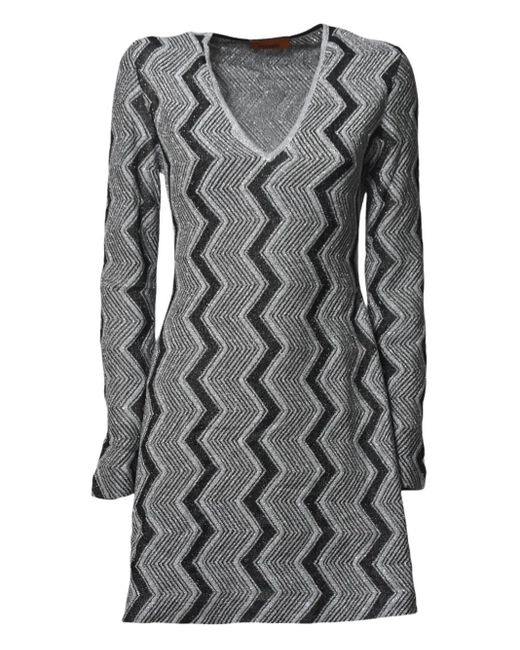 Abito Corto A Zigzag di Missoni in Gray