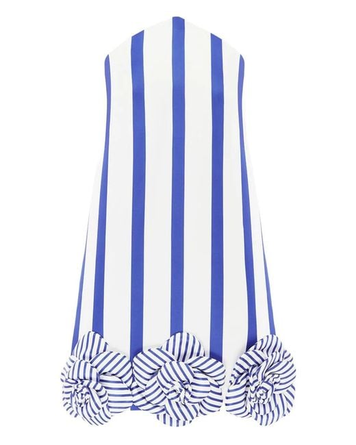 LEO LIN Blue Suzy Striped Floral Mini Dress