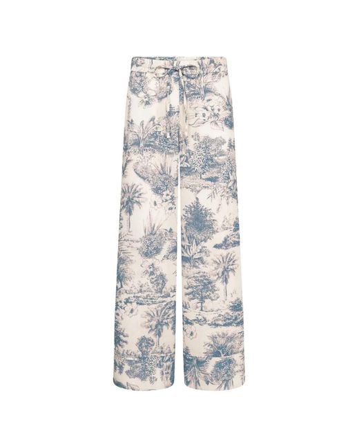Seductive White Violetta Printed Palazzo Pants