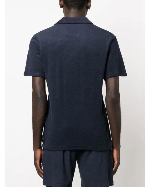 Frescobol Carioca Blue Faustino Terry Buttonless Polo Shirt for men