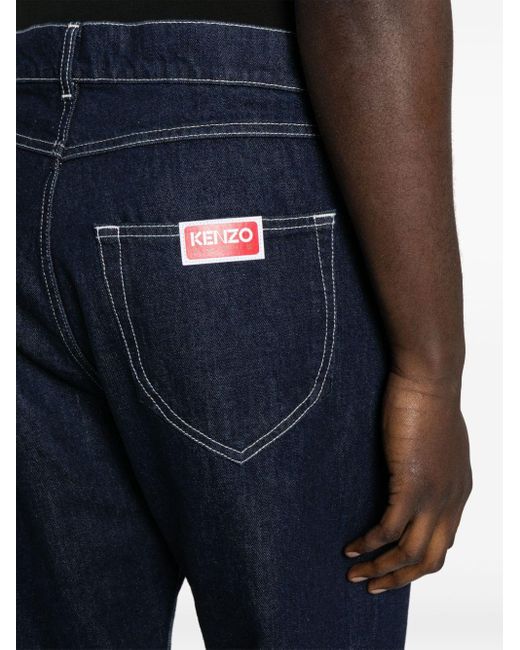 KENZO Halbhohe Asagao Straight-Leg-Jeans in Blue für Herren