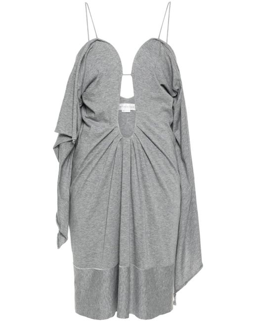 Victoria Beckham Gray Boned-bodice Cotton Dress