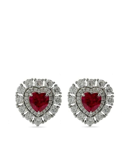Juwelina Paris White Ember Ruby Stud Earrings