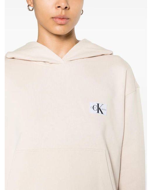 Calvin Klein Natural Logo-Patch Jersey Hoodie