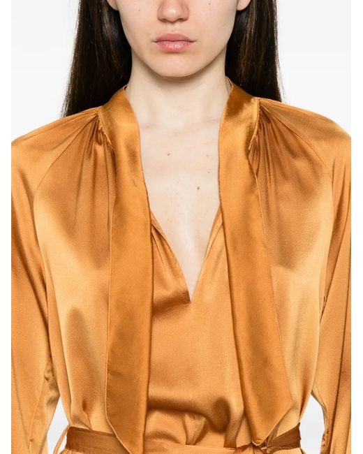 Forte_forte Orange Tie-Neck Belted Midi Dress