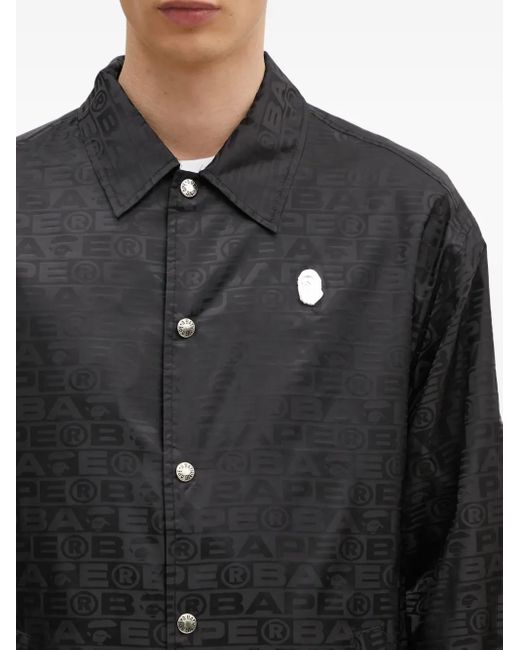 A Bathing Ape Black Logo-Pattern Shirt Jacket for men