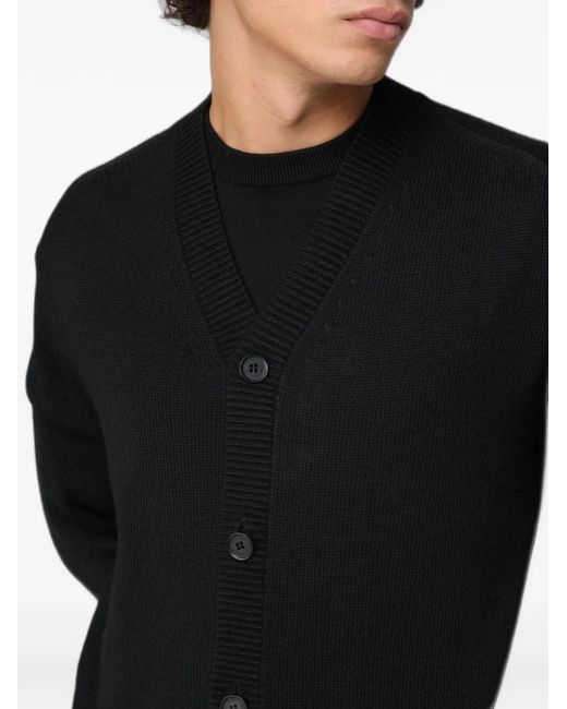 Emporio Armani Black V-Neck Cardigan for men