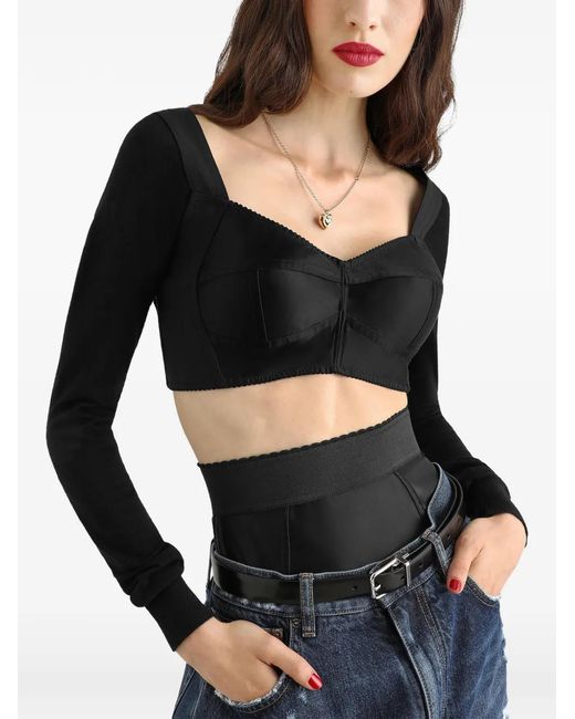 Dolce & Gabbana Black Haut Bustier En Satin