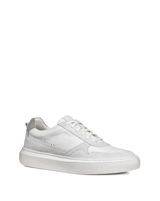 Geox White Deiven Panelled Lace-Up Sneakers for men