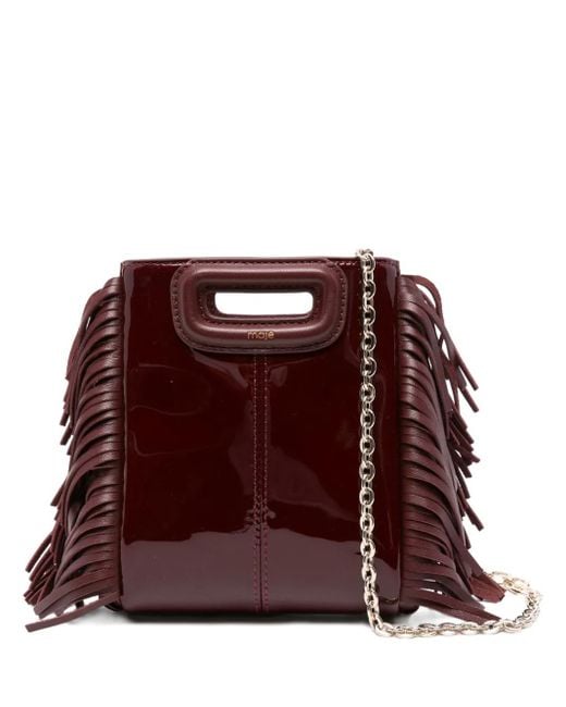 Maje Red Mini Fringe-Edged Cross Body Bag