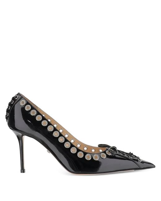 Mach & Mach Black Eyelet-Lace Pumps