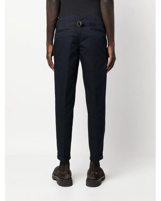 PT Torino Blue Buckle-Detail Tailored Trousers for men