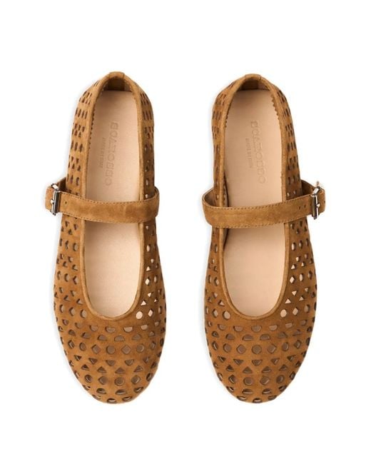 Scarosso White Evelyn Perforated Ballet Flats